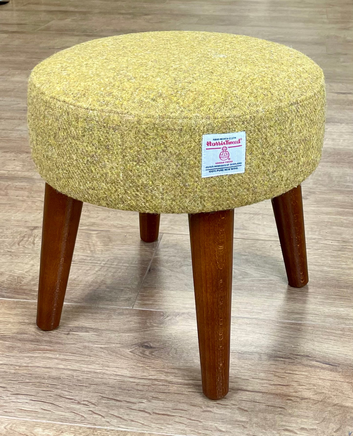 Mustard Harris Tweed Footstool