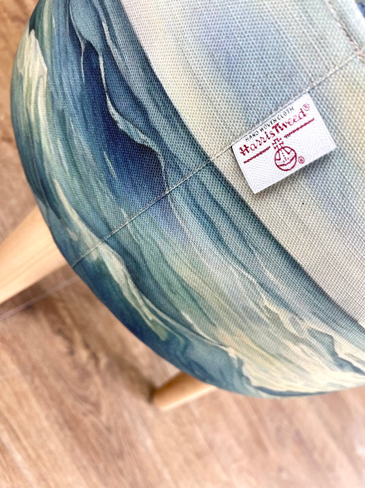Stormy Sea Linen and Harris Tweed Footstool
