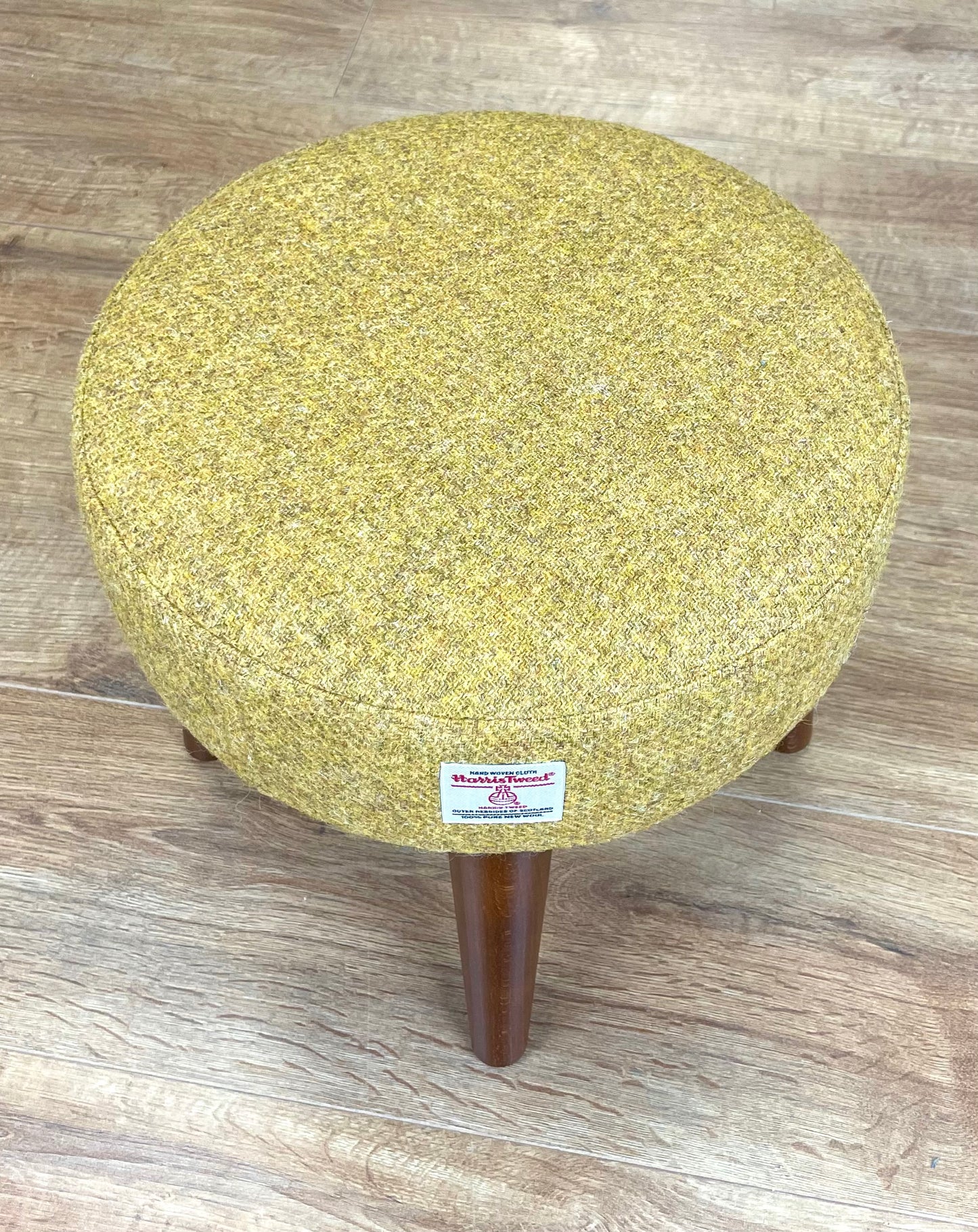Mustard Harris Tweed Footstool