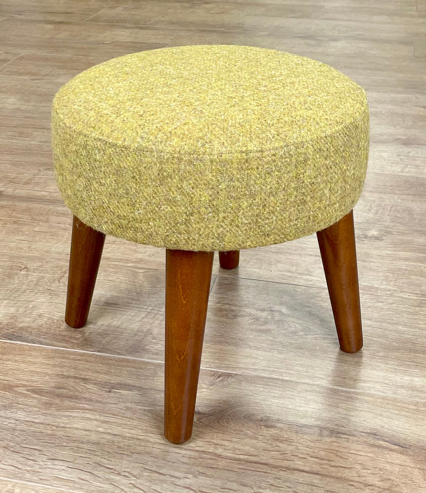 Mustard Harris Tweed Footstool