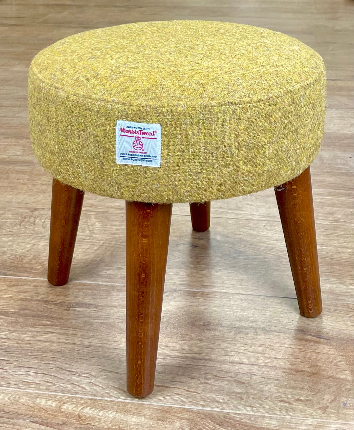 Mustard Harris Tweed Footstool