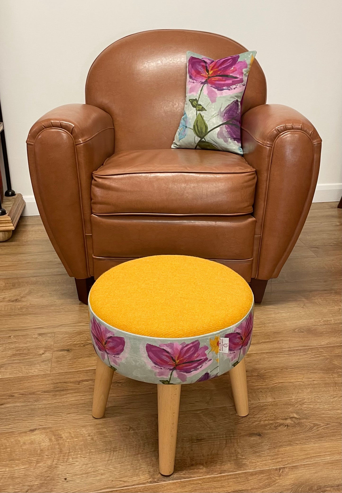 Spring Time Velvet and Fuchsia Harris Tweed Cushion