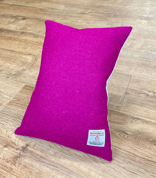 Spring Time Velvet and Fuchsia Harris Tweed Cushion