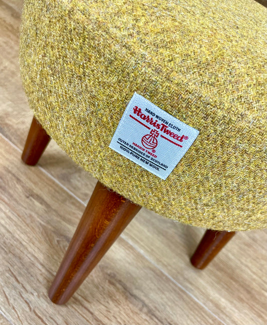 Mustard Harris Tweed Footstool