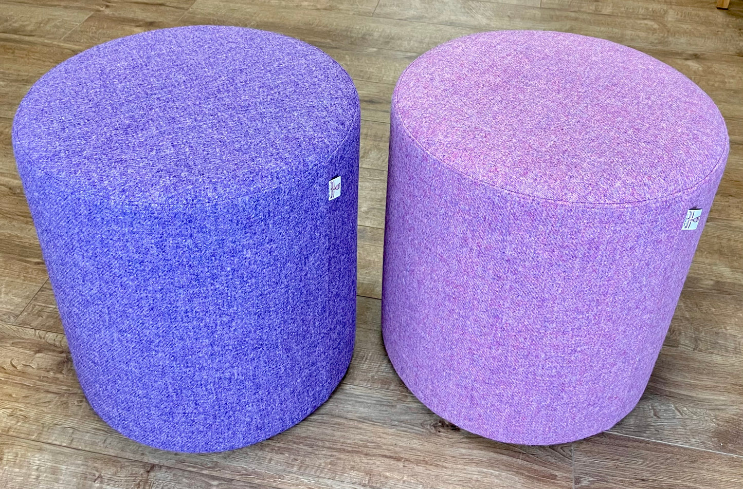 Large Purple Harris Tweed Chunky Stool / Footstool