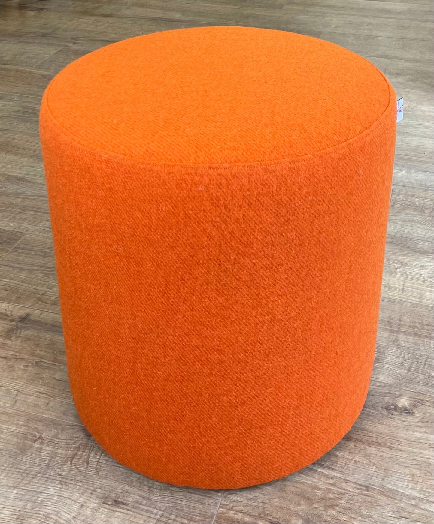 Large Orange Harris Tweed Chunky Stool / Footstool