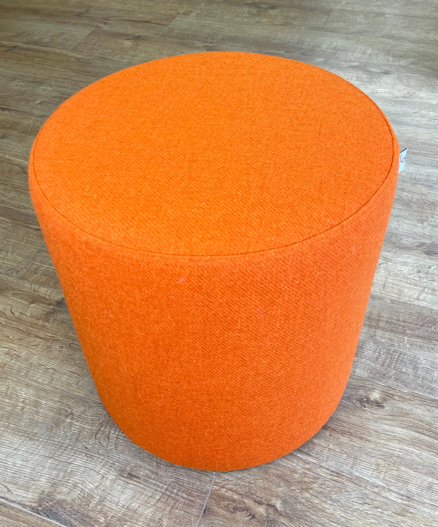 Large Orange Harris Tweed Chunky Stool / Footstool