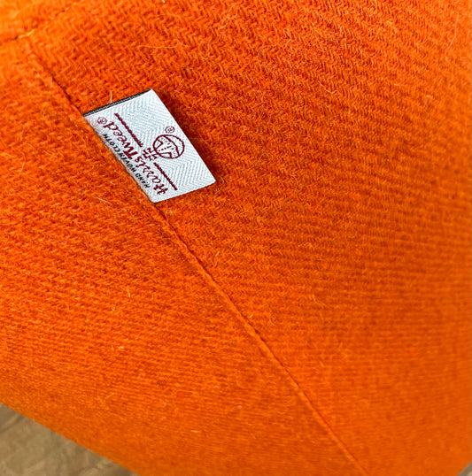Large Orange Harris Tweed Chunky Stool / Footstool