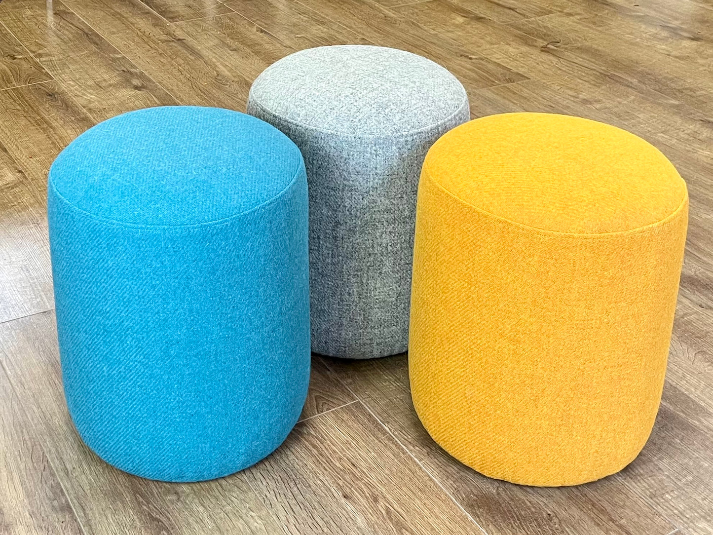 Light Grey Harris Tweed Small Floating Footstool