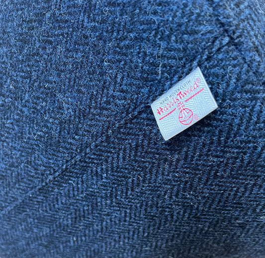 Navy Blue Herringbone Harris Tweed Floating Footstool