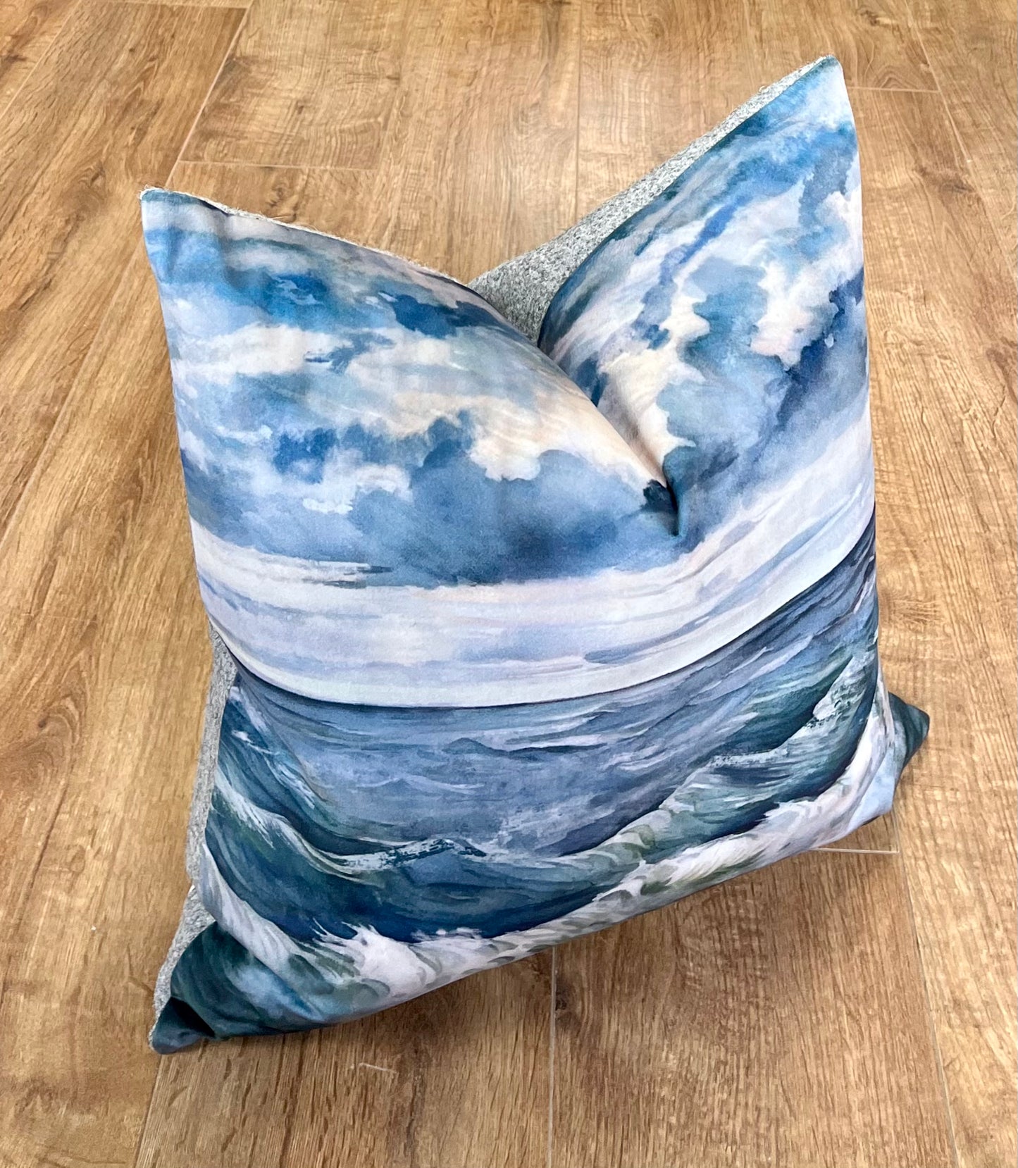 Sheigra Velvet and Grey Harris Tweed Cushion 20”