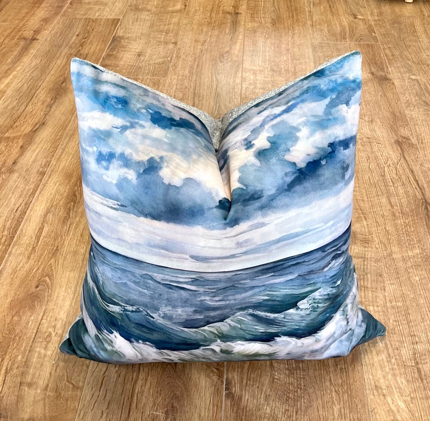Sheigra Velvet and Grey Harris Tweed Cushion 20”