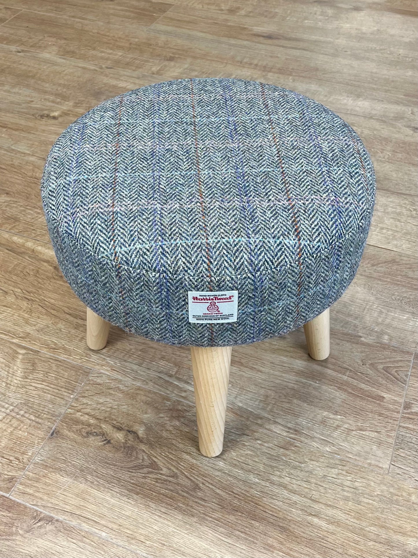 Harris Tweed Overcheck Small Footstool