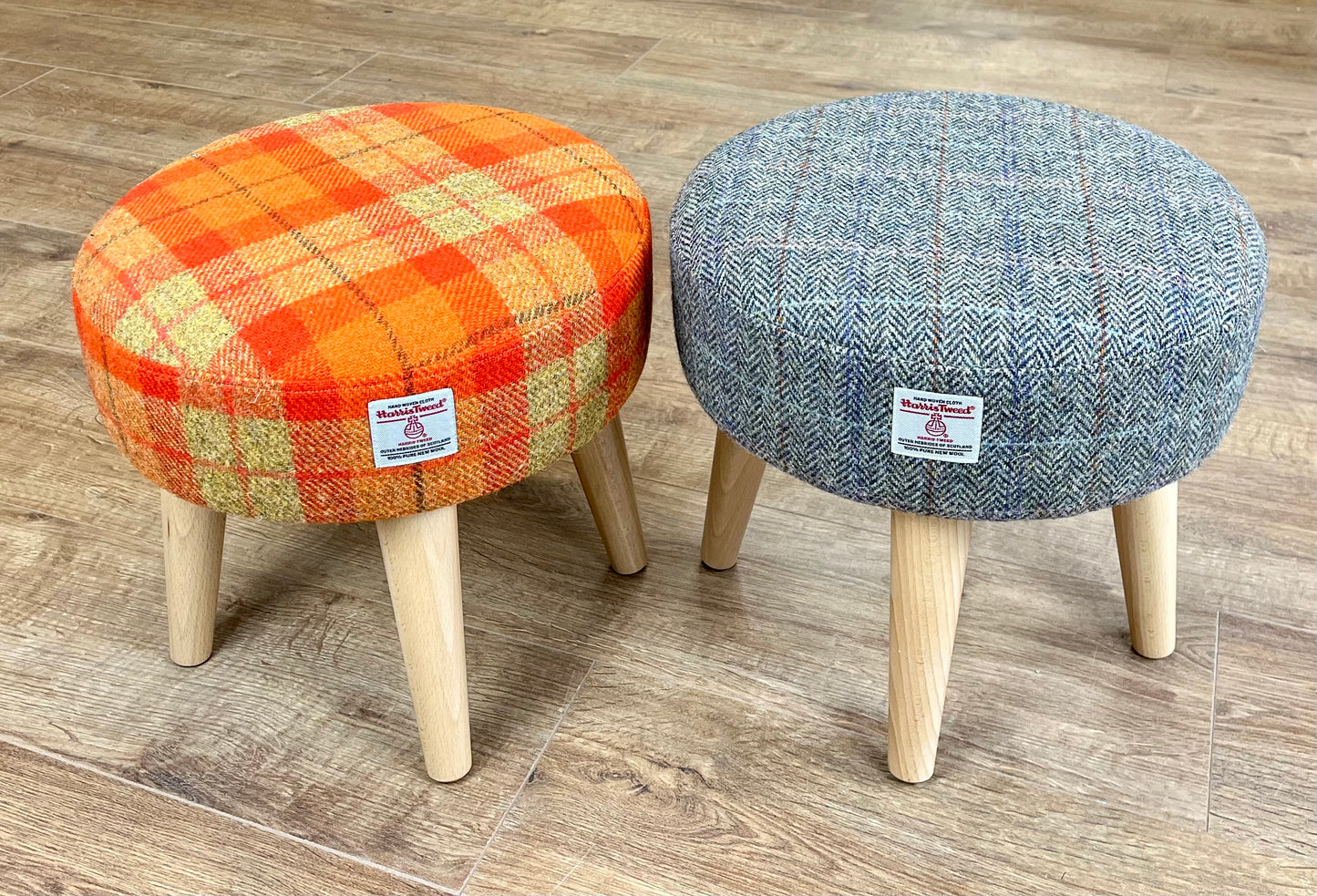 Harris Tweed Overcheck Small Footstool
