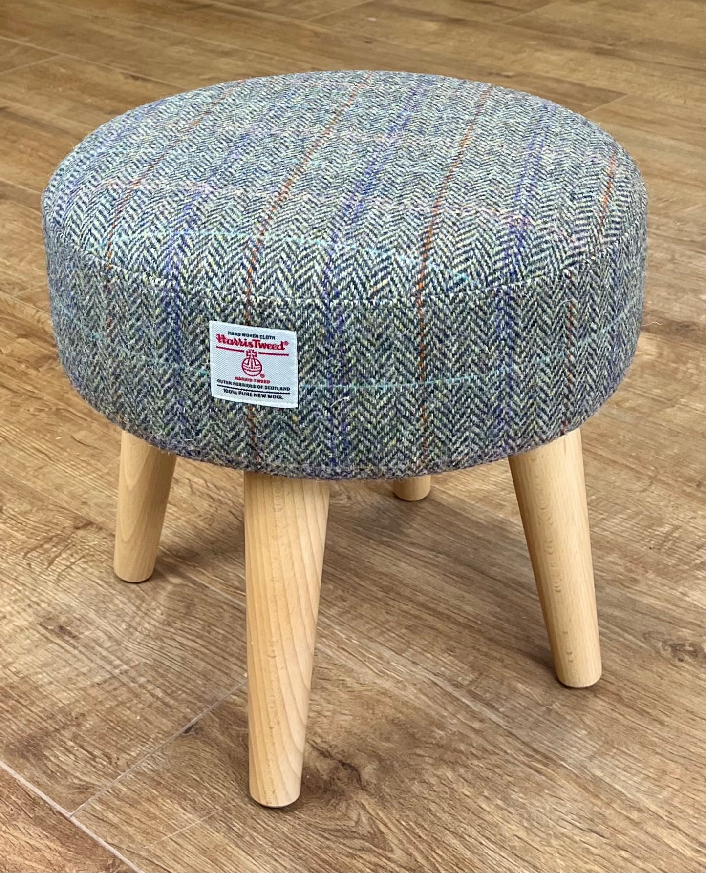 Harris Tweed Overcheck Small Footstool