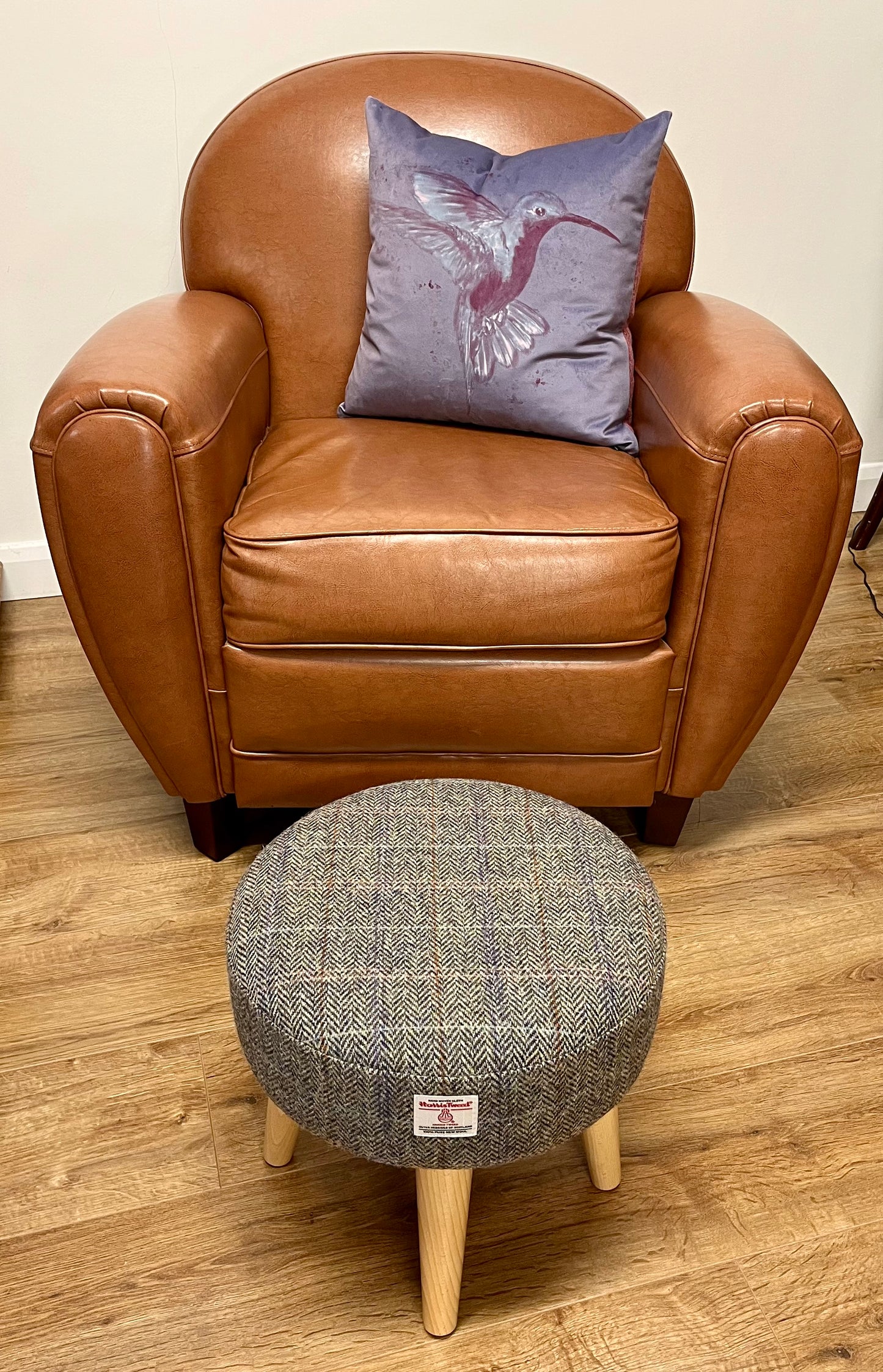 Harris Tweed Overcheck Small Footstool