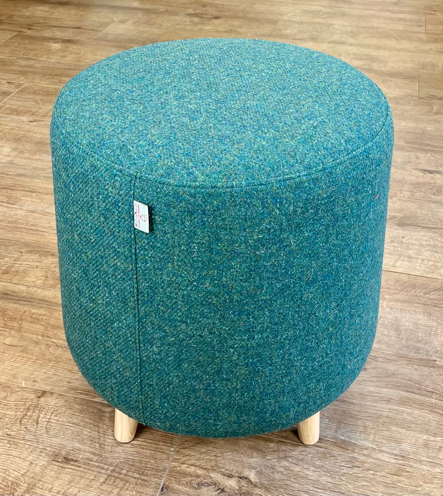 Deep Green Harris Tweed Chunky Footstool