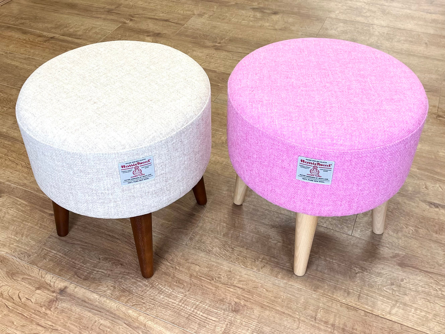 Oatmeal Cream Harris Tweed Classic Footstool