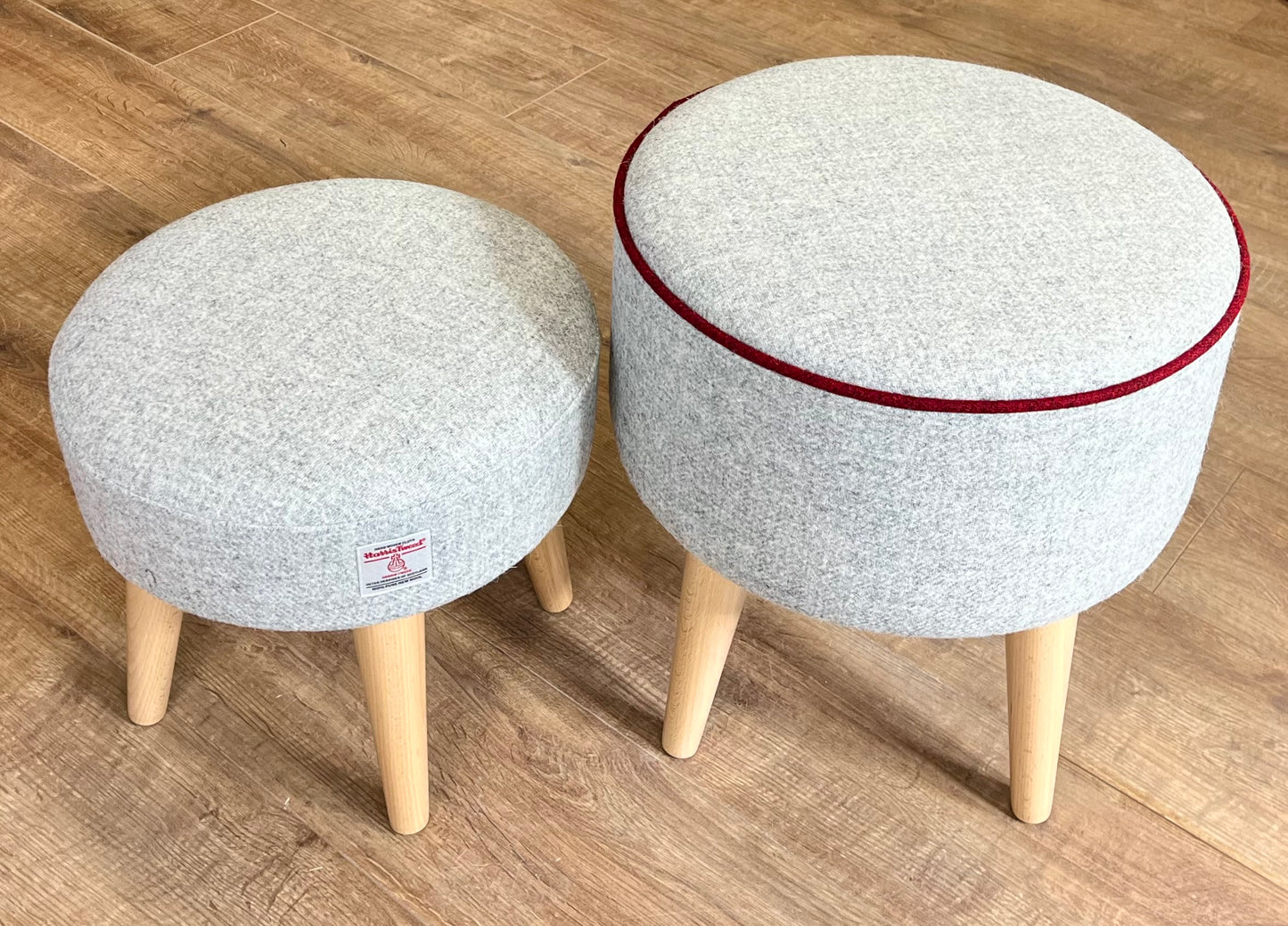 Small Light Grey Harris Tweed Footstool