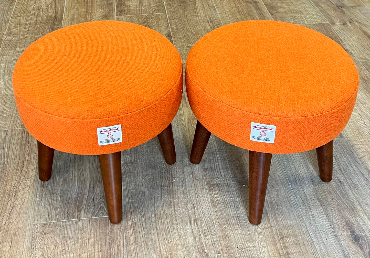 Small Orange Harris Tweed Footstool