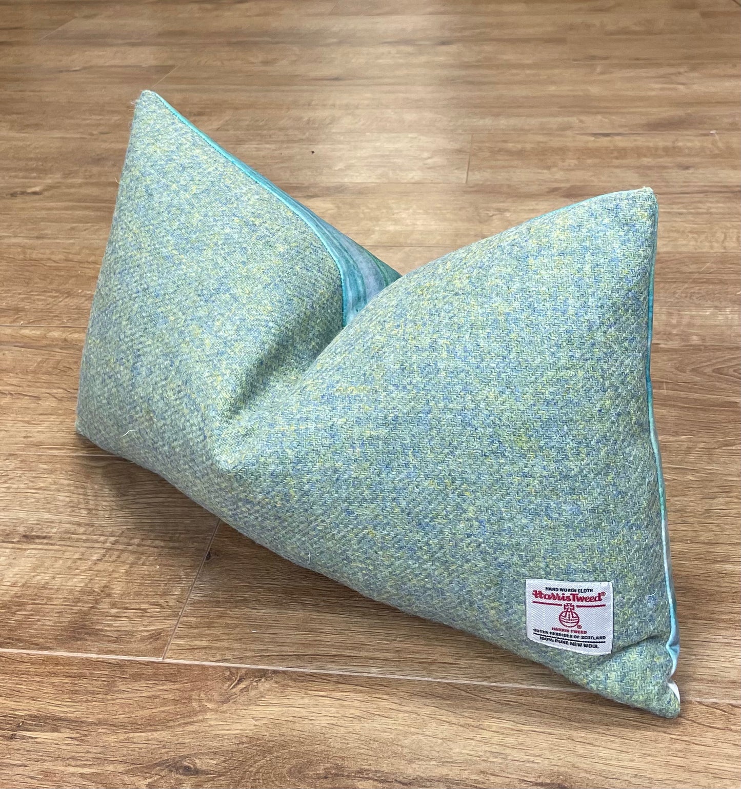 Emerald Sea Velvet and Harris Tweed Oblong Cushion