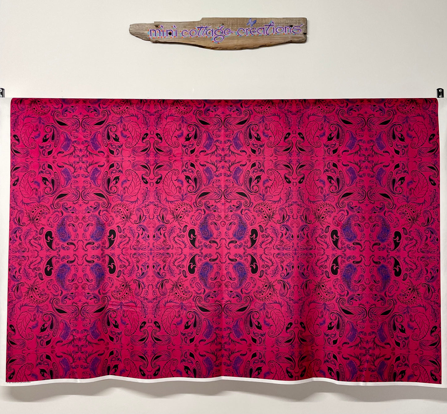 Neon Pink Paisley Print Velvet Cushion 18”