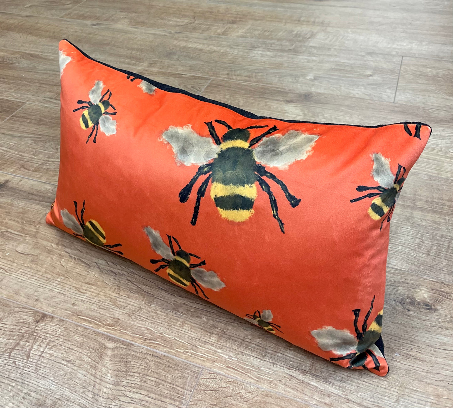 Buzzy Bee Velvet and Harris Tweed Oblong Cushion