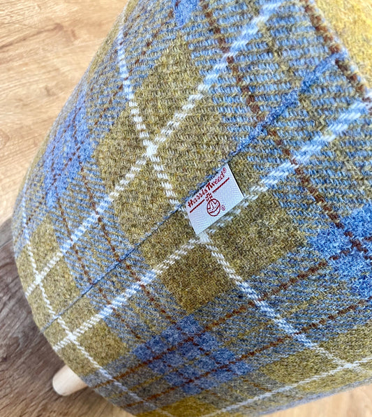 Mustard and Tartan Harris Tweed Footstool