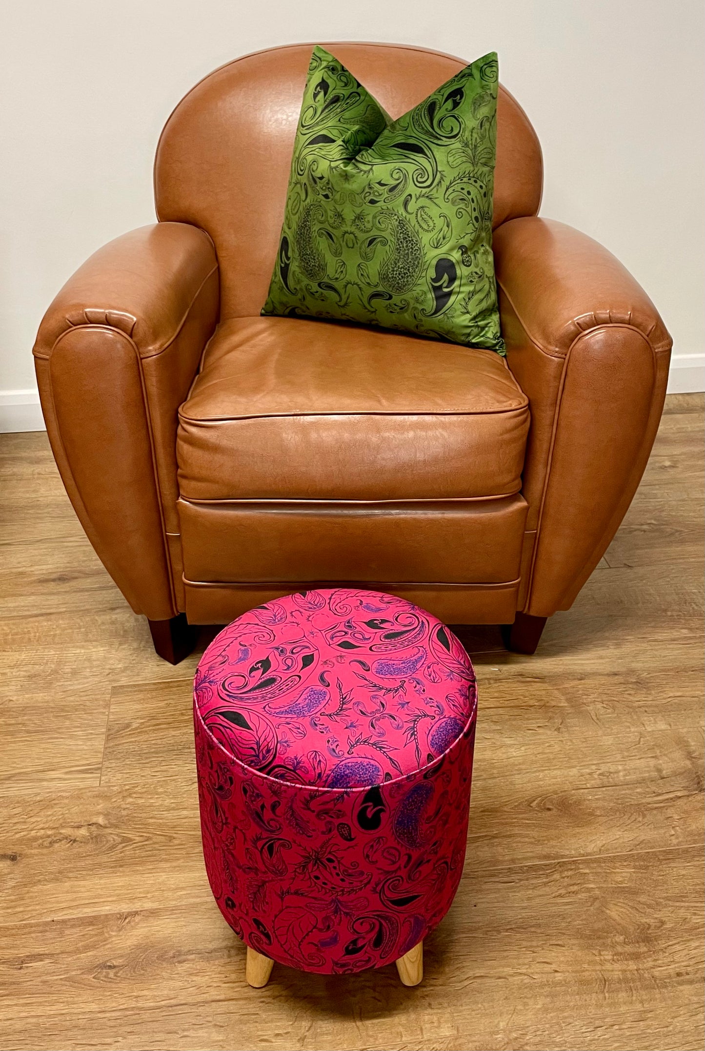 Moss Green Paisley Print Velvet Cushion 20”
