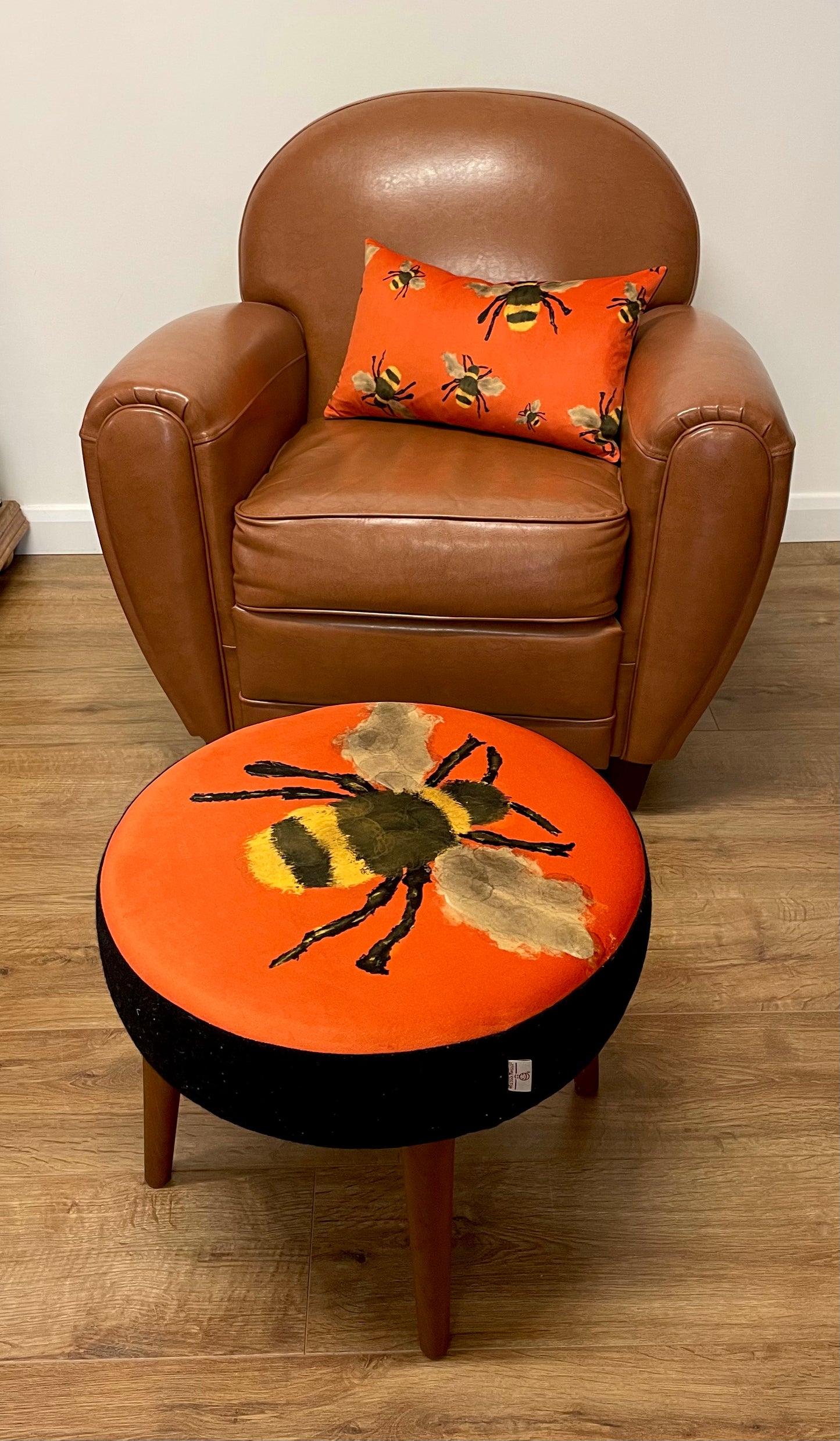Buzzy Bee Velvet and Harris Tweed Oblong Cushion