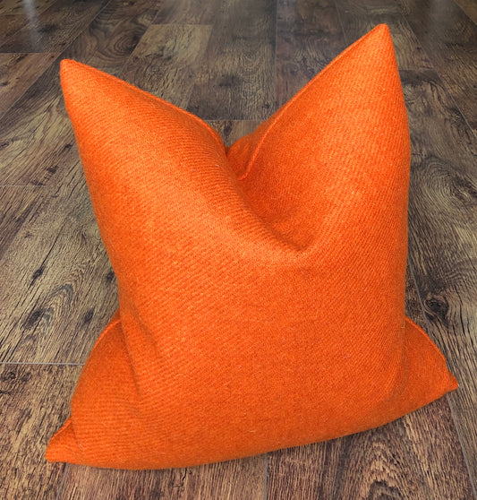 Orange Harris Tweed Cushion 18”: Handmade