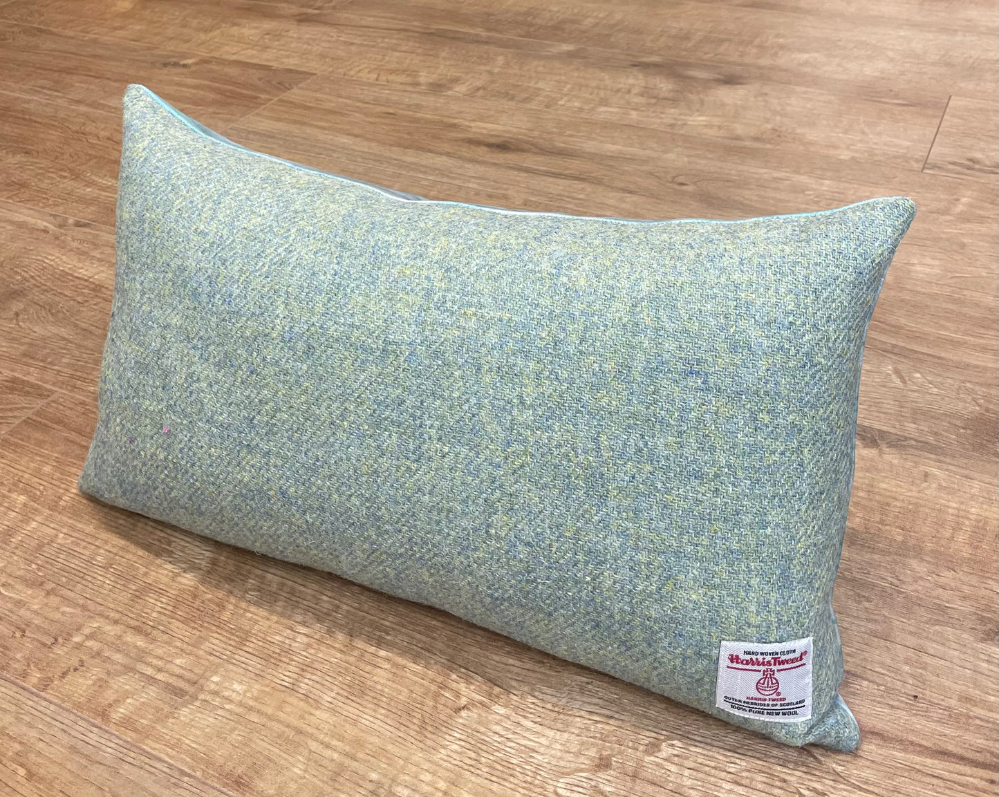 Emerald Sea Velvet and Harris Tweed Oblong Cushion