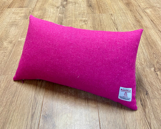 Paint Strokes Velvet and Pink Harris Tweed Oblong Cushion