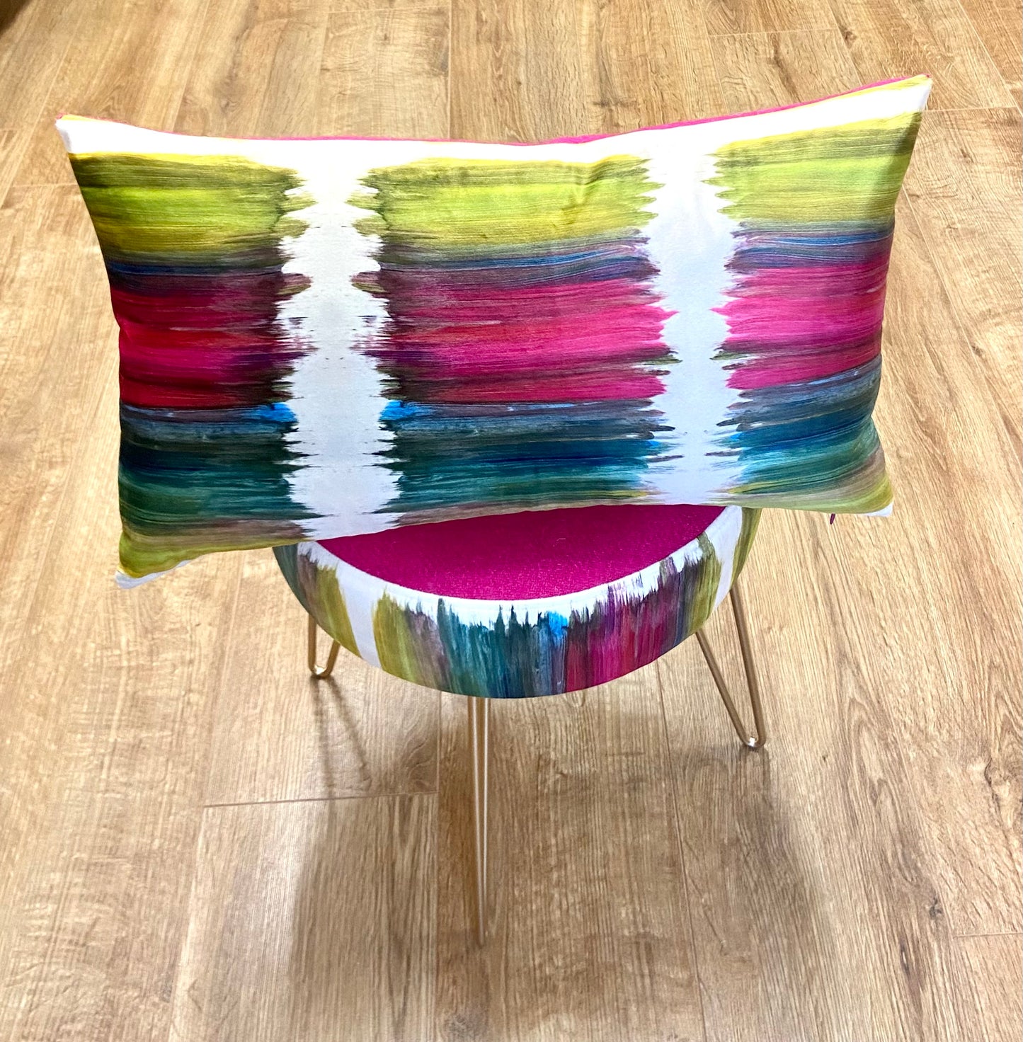 Paint Strokes Velvet and Pink Harris Tweed Oblong Cushion