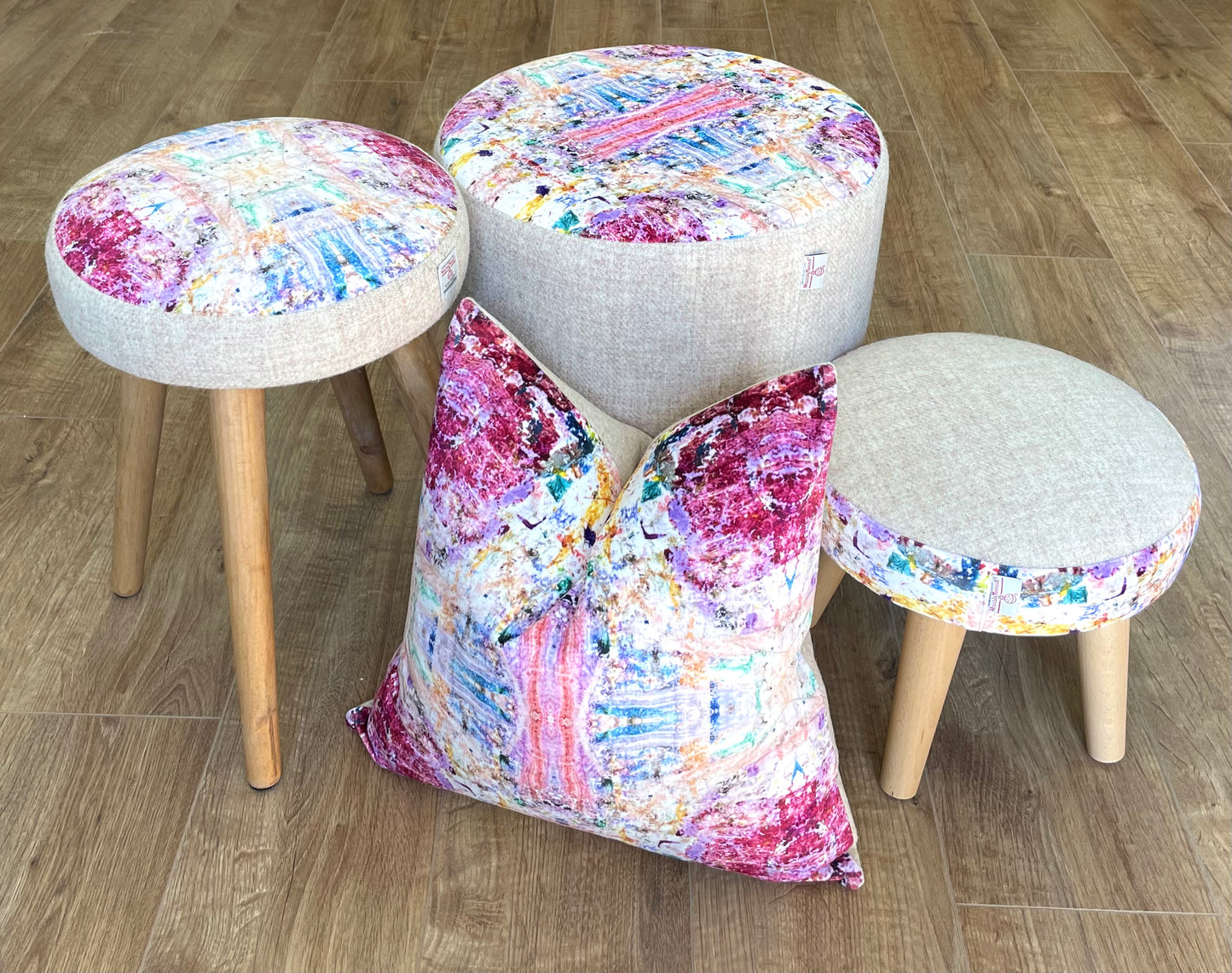 Paint Spray Velvet and Harris Tweed Cushion 18”