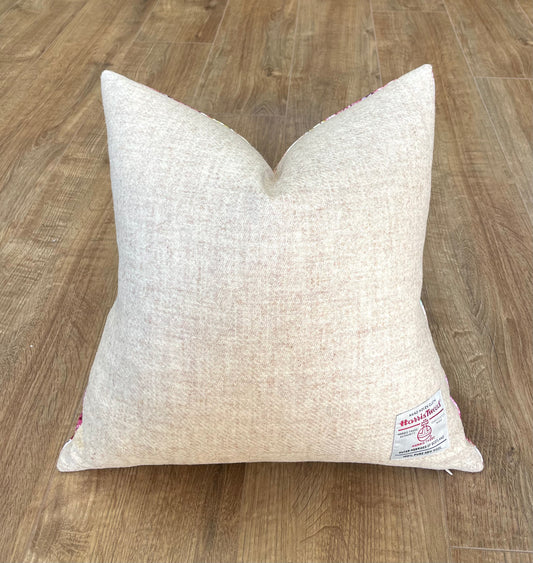 Paint Spray Velvet and Harris Tweed Cushion 18”