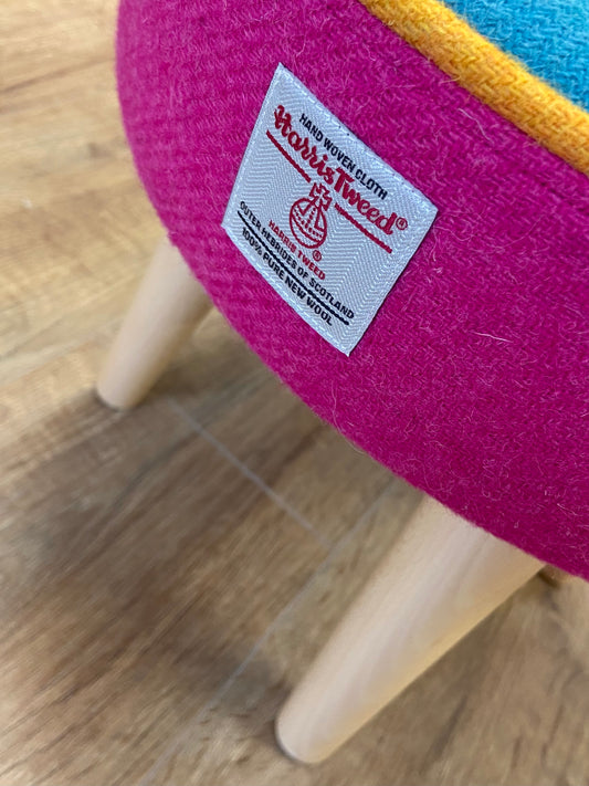 Small Harris Tweed Rainbow Footstool