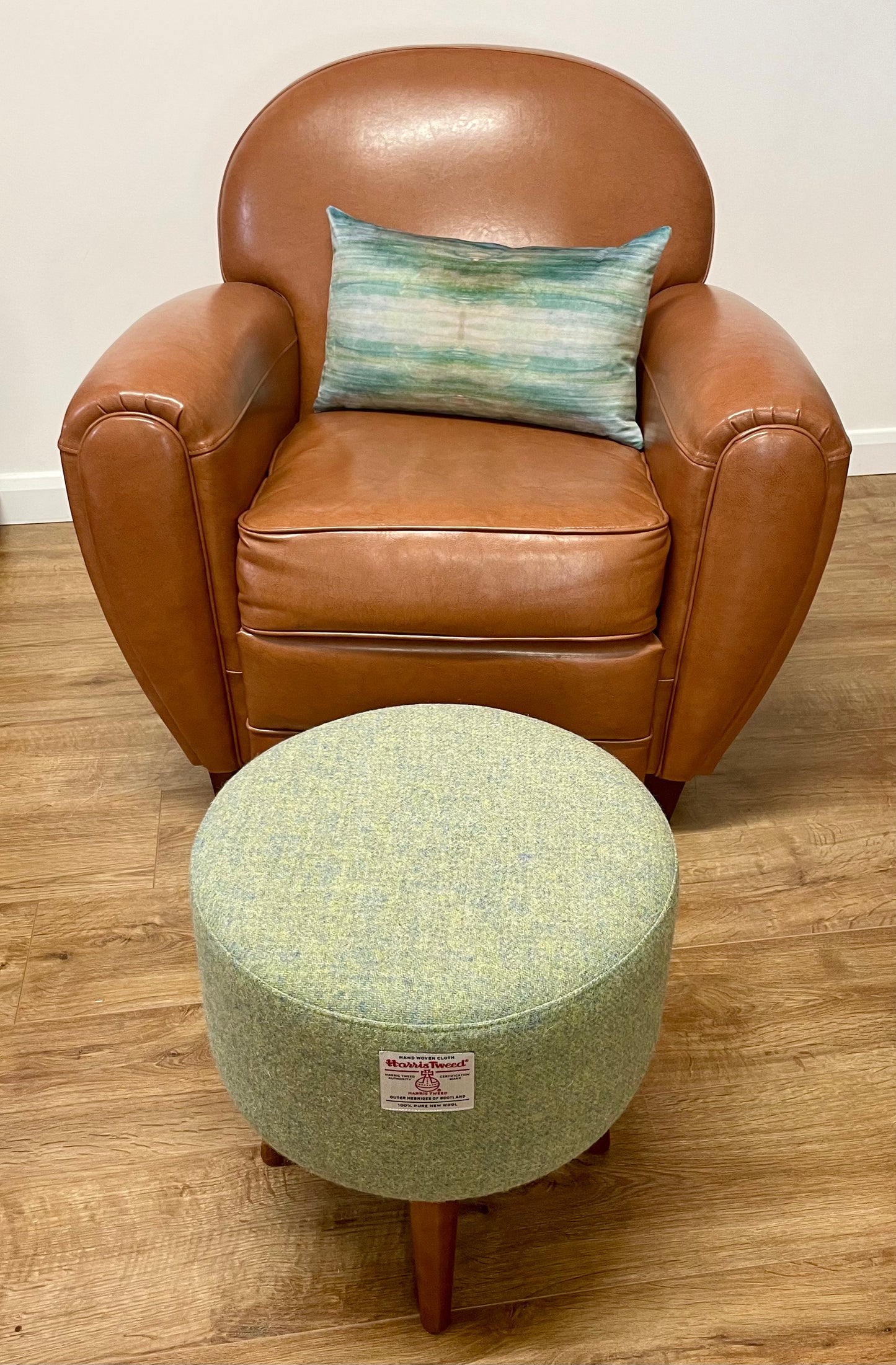 Emerald Sea Velvet and Harris Tweed Oblong Cushion