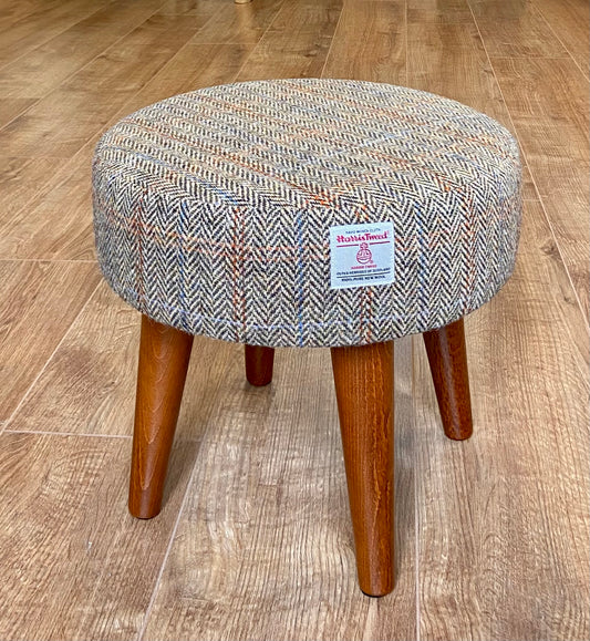 Harris Tweed Overcheck Herringbone Small Footstool