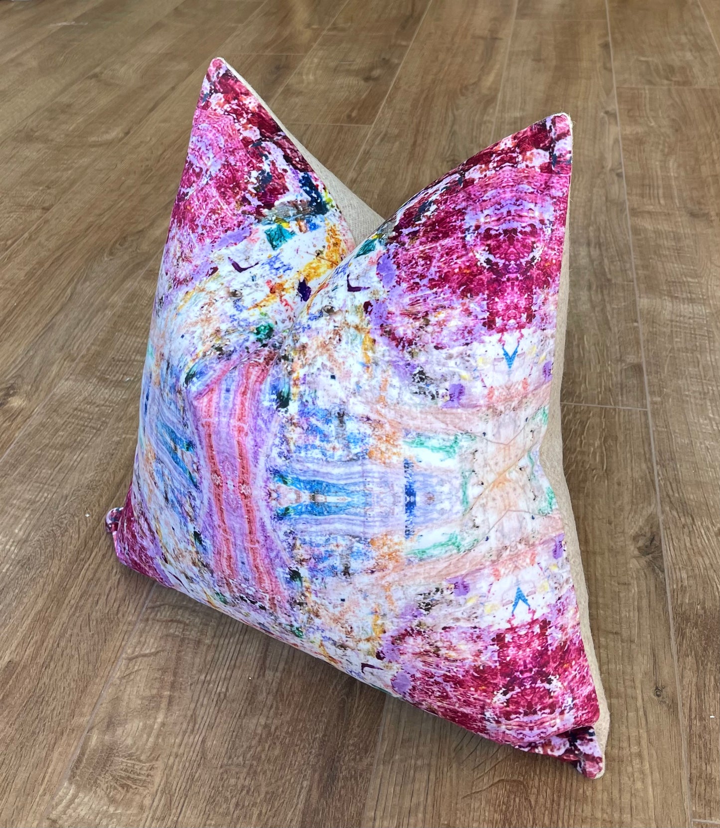 Paint Spray Velvet and Harris Tweed Cushion 18”