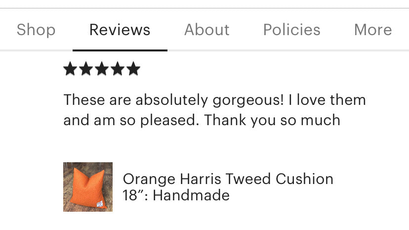 Orange Harris Tweed Cushion 18”: Handmade