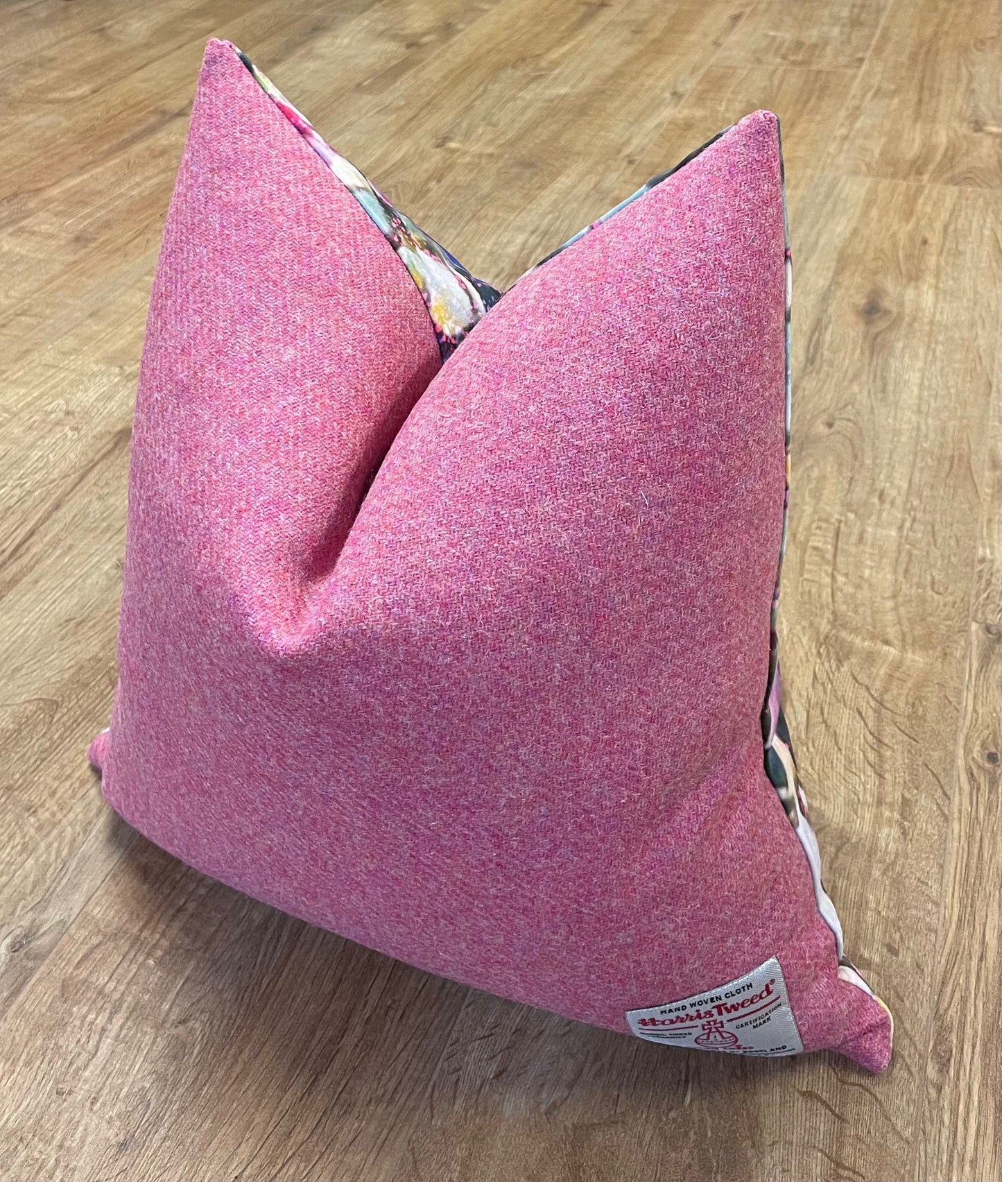 Arran Flower Velvet and Harris Tweed Cushion 18”