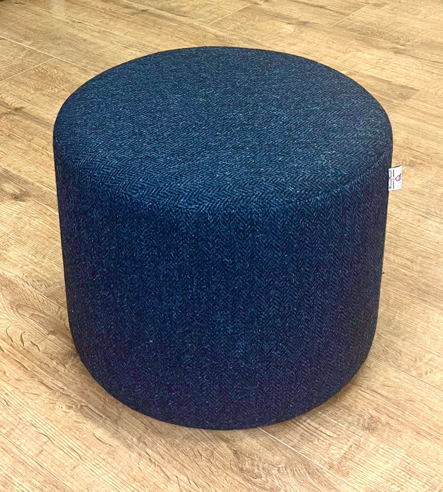 Navy Blue Herringbone Harris Tweed Floating Footstool