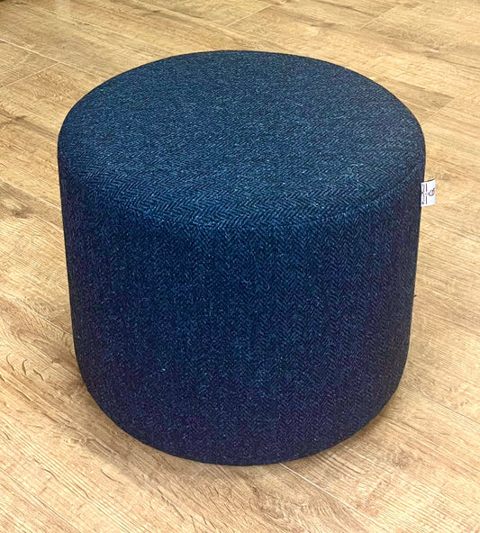Navy Blue Herringbone Harris Tweed Floating Footstool