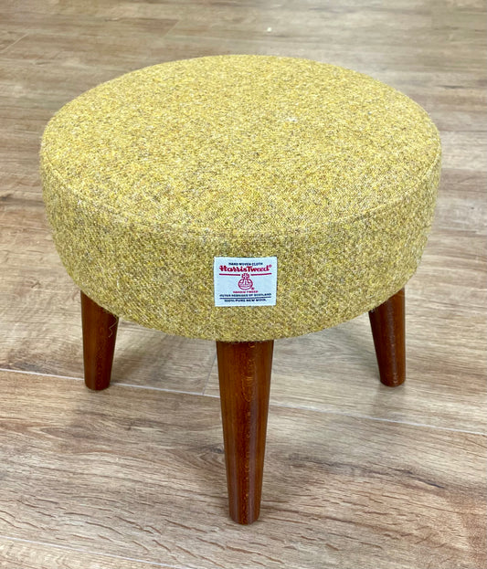 Mustard Harris Tweed Footstool