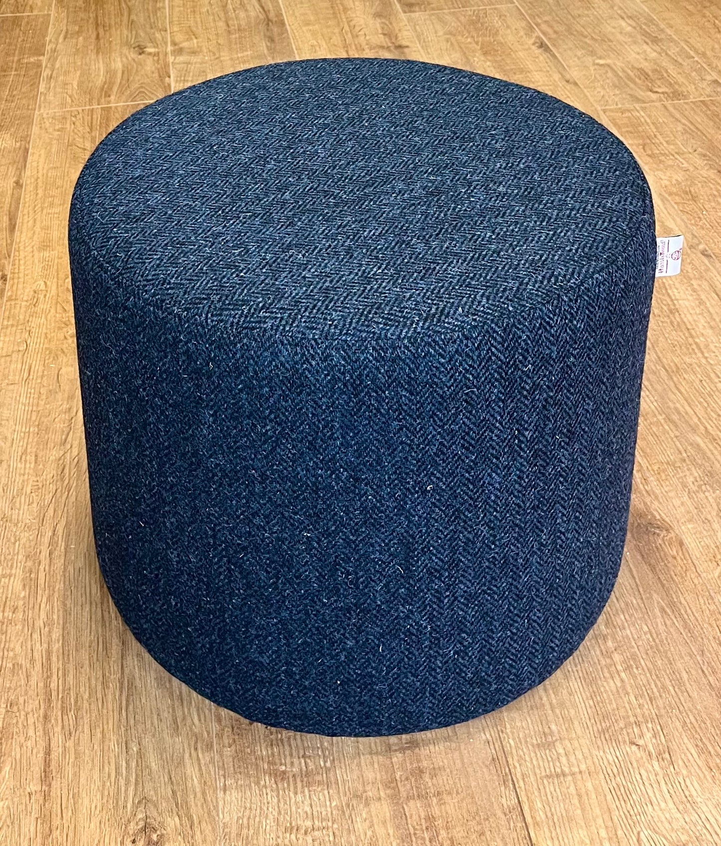 Navy Blue Herringbone Harris Tweed Floating Footstool