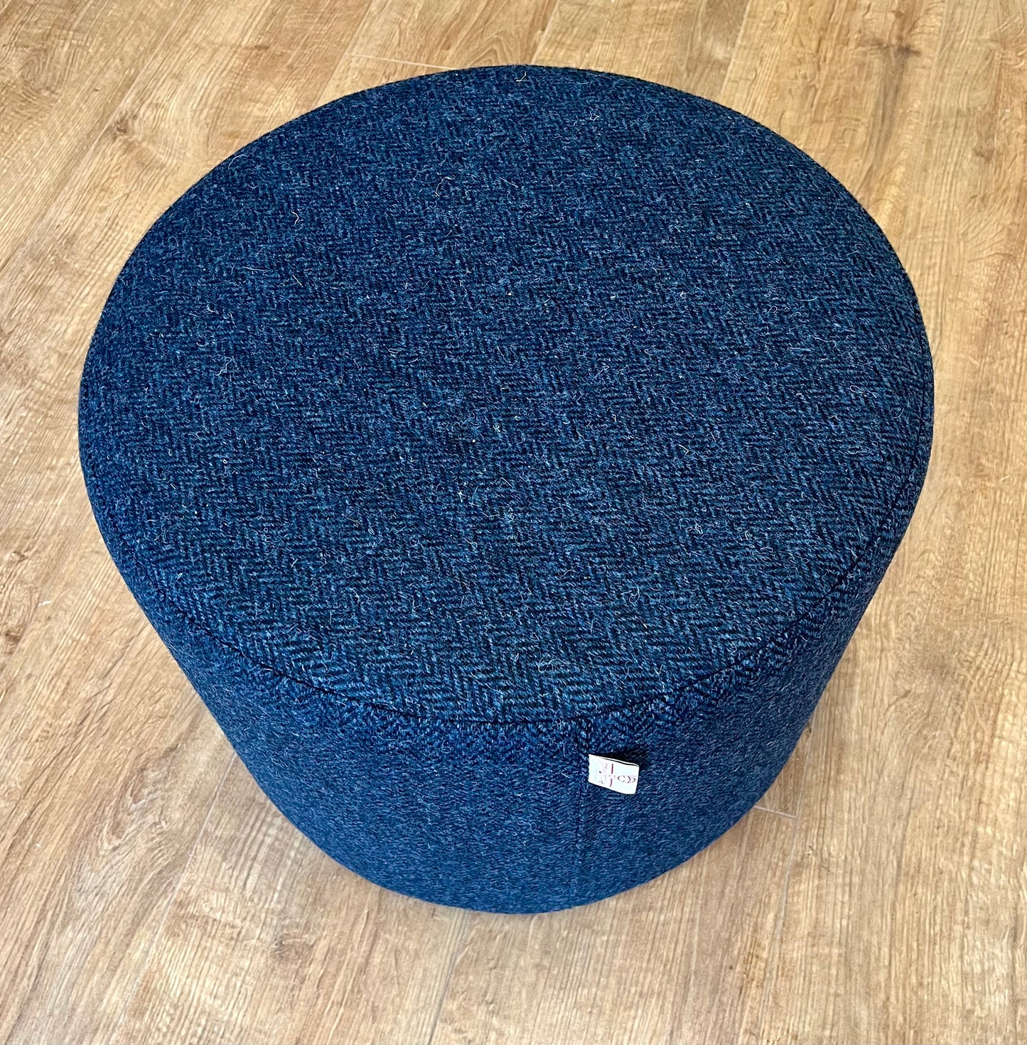 Navy Blue Herringbone Harris Tweed Floating Footstool