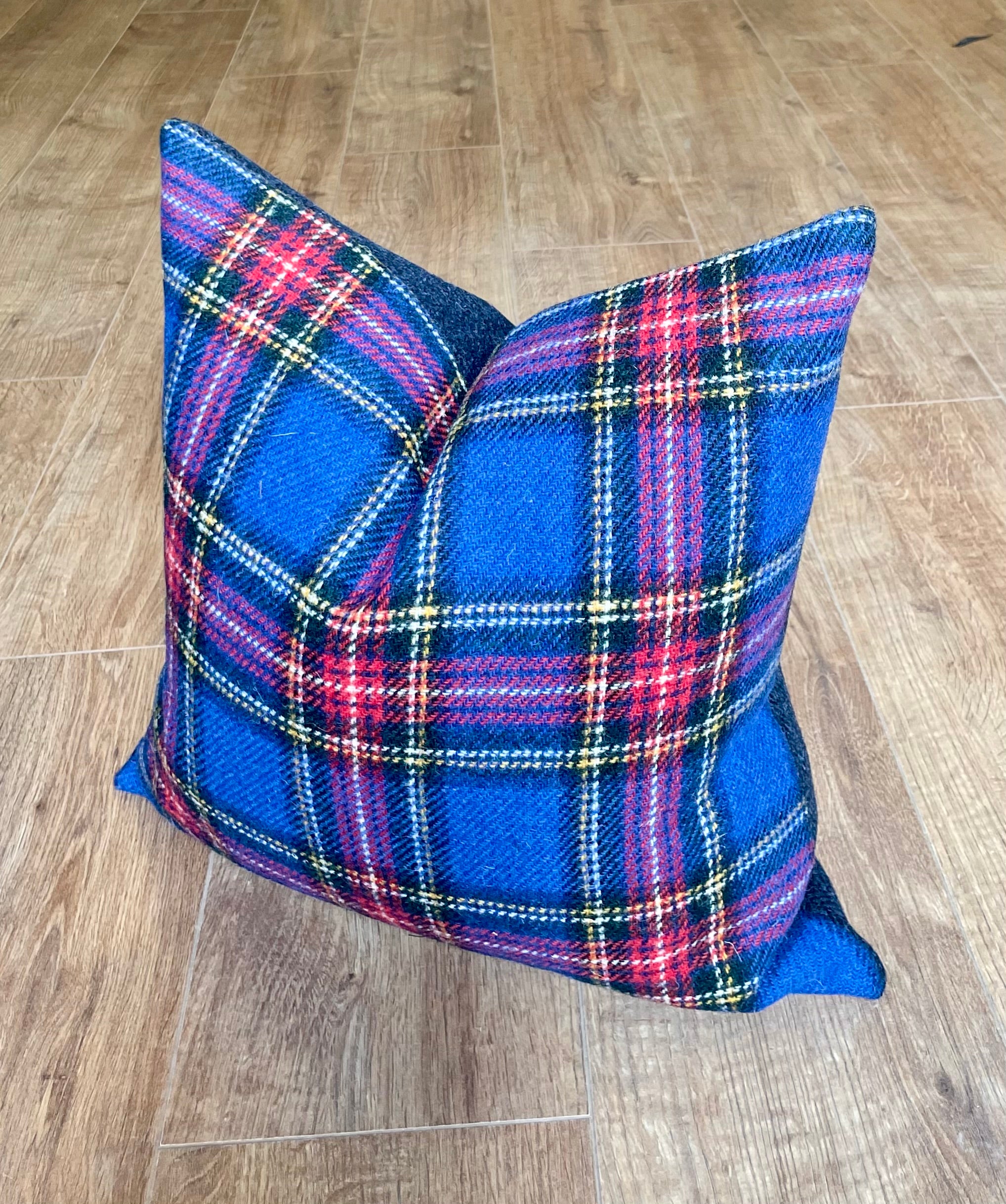 Blue tartan cushions hotsell