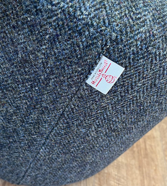 Charcoal Herringbone Harris Tweed Floating Footstool