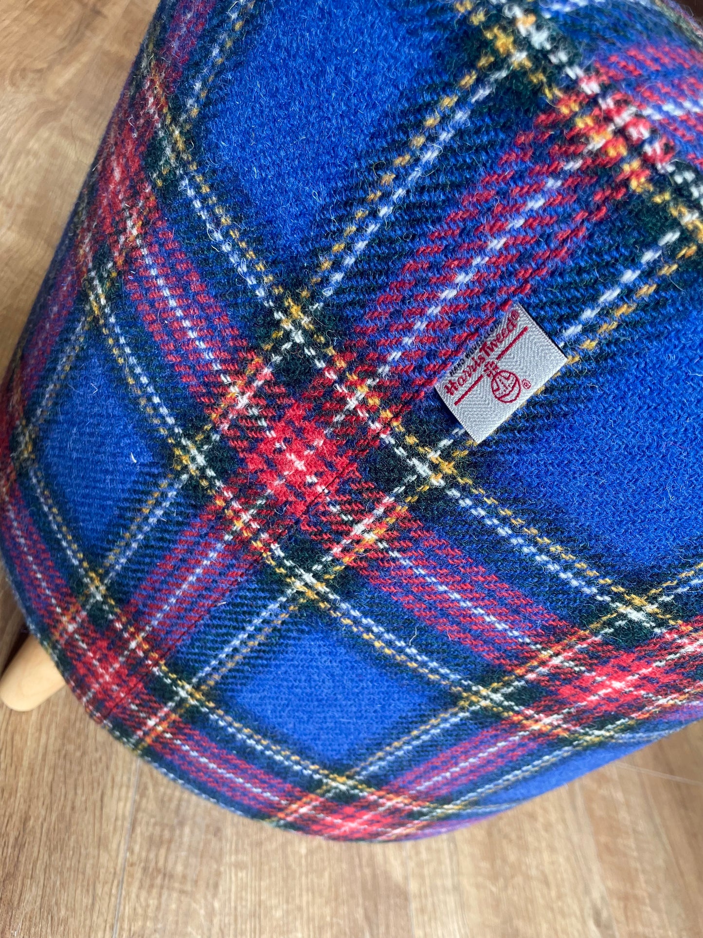 Blue Tartan Harris Tweed Chunky Footstool